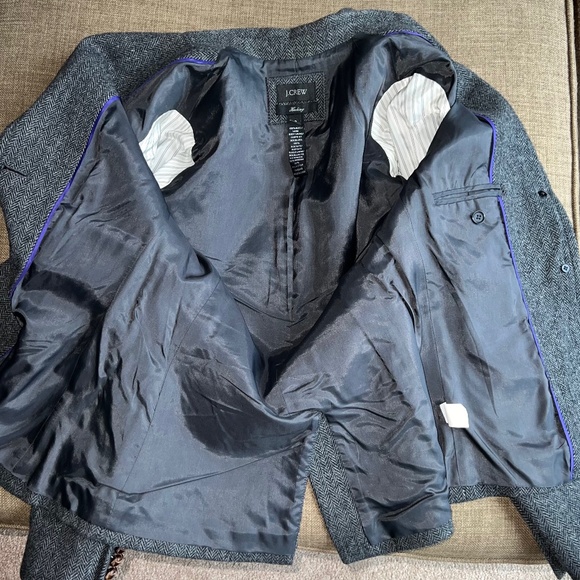 J.Crew Jacket/Blazer Size 2 Black/White/Gray w/ Leather Buttons - Picture 8 of 16